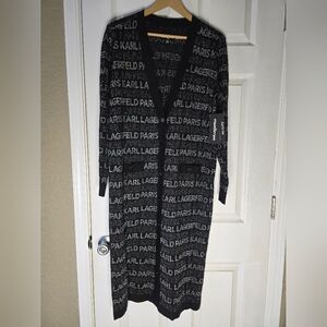 NWT! Karl Lagerfeld Logo Cardigan/Sweater. Small (Oversized)